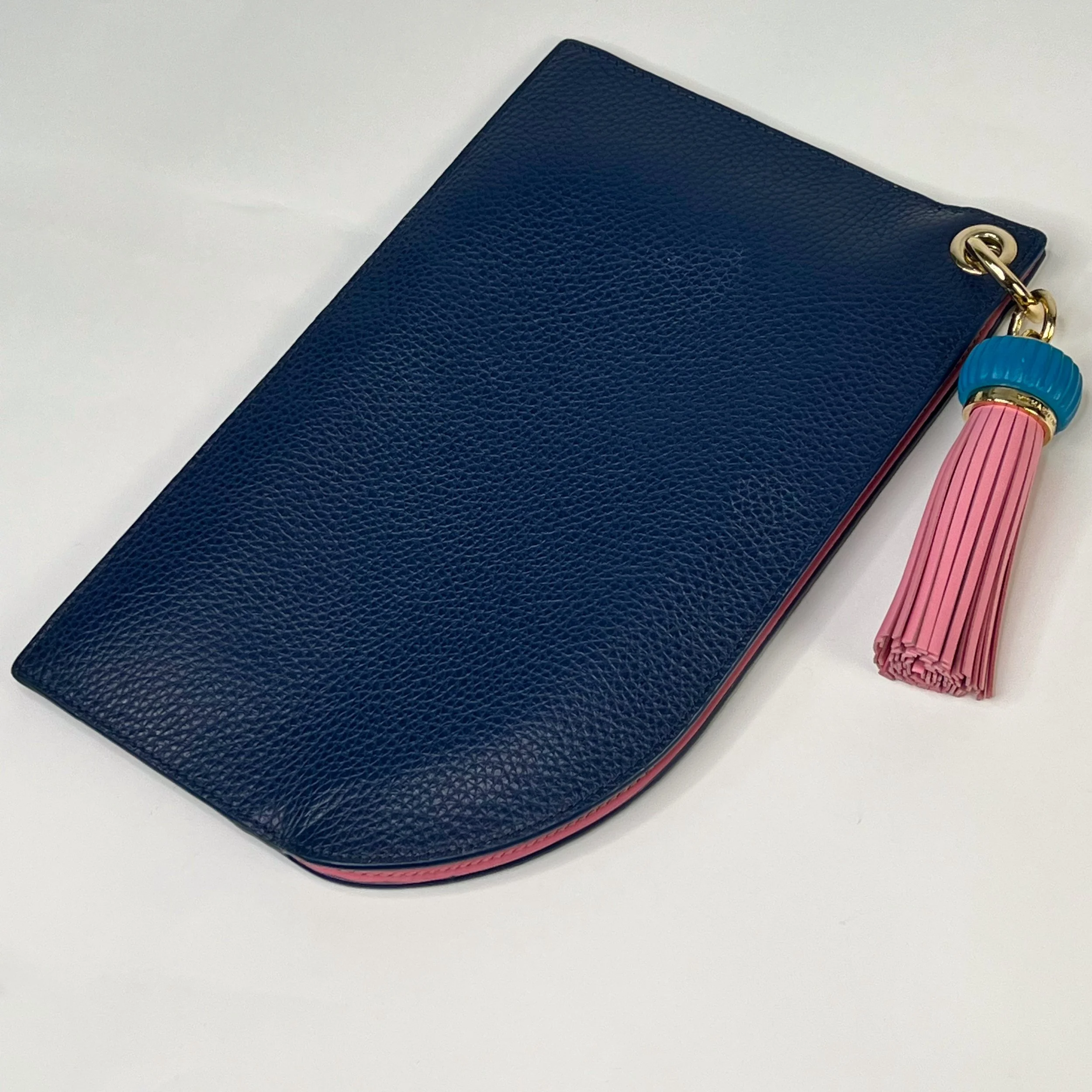 Richard Mille Multicolor Tassel Navy Grained Leather Zip Pouch